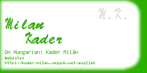 milan kader business card